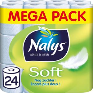 1+1 gratis: Nalys Soft Hybride Toiletpapier in 80% Recycled Folie 2-laags 24 stuks
