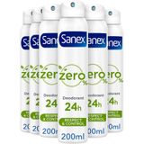6x Sanex Deodorant Spray Zero% Normal Skin 200 ml