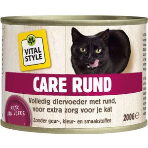 12x VITALstyle Kattenvoer Blik Care Rund 200 gr