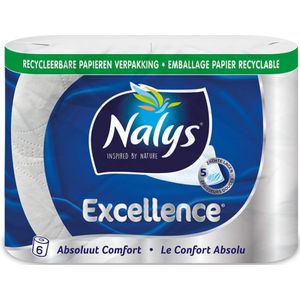 1+1 gratis: Nalys Excellence Maxi-Vel Toiletpapier In Papieren Verpakking 5-Laags 6 stuks