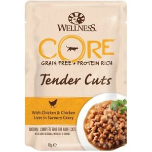 24x Wellness Core Kattenvoer Tender Cuts Kip - Kippenlever 85 gr