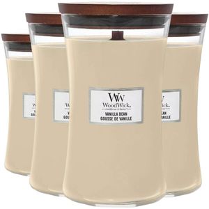 4x WoodWick Geurkaars Large Vanilla Bean 611 gr