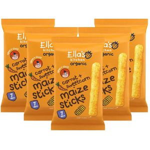 5x Ella's kitchen Gepoft Smikkelstengels 7+ m Mais Wortel 16 gr