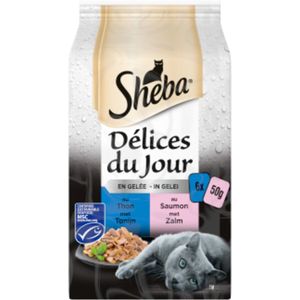 6x Sheba Kattenvoer Delices du Jour Natvoer Zalm & Tonijn in Gelei 6 x 50 gr