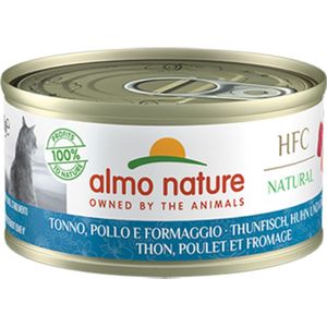 24x Almo Nature HFC Natural Kattenvoer Tonijn - Kip - Kaas 70 gr