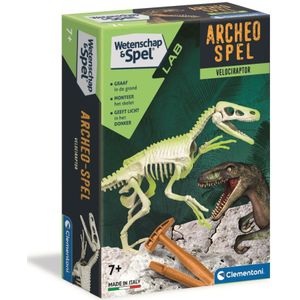 Clementoni Archeospel Velociraptor - Geschikt voor kinderen vanaf 7 jaar - Met hamer en beitel - Glow in the dark