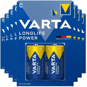 8x Varta Longlife Max Power Alkaline Batterijen C 2 stuks