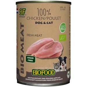 12x BF Petfood Biofood Organic Hond en Kat 100% Kip 400 gr