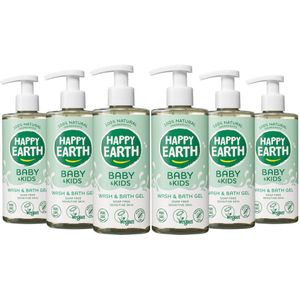 6x Happy Earth Wasgel 100% Natuurlijk Baby & Kids 300 ml