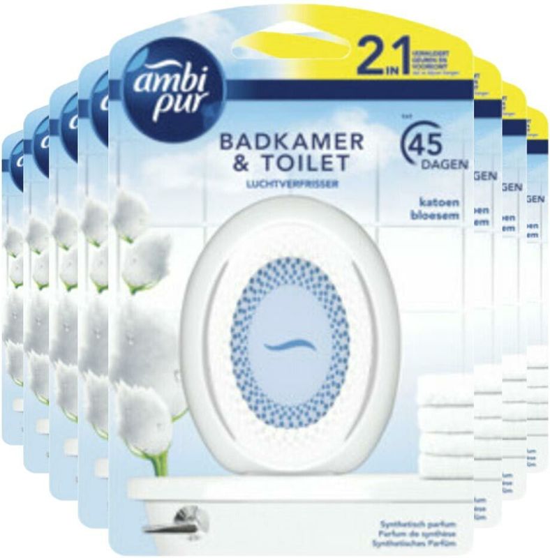 8x Ambi Pur Luchtverfrisser Set & Refresh Katoen 7,5 ml