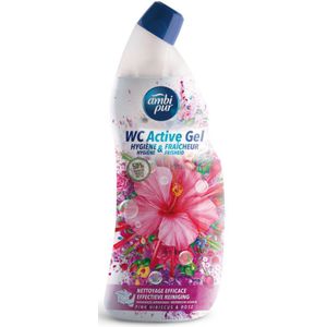2+2 gratis: Ambi Pur Toiletreiniger Wc Active Gel Hibiscus & Roos 750 ml