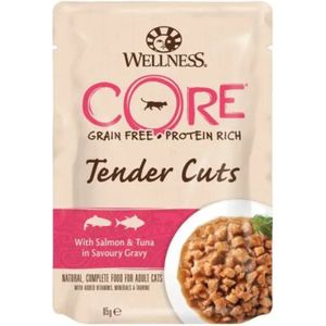 24x Wellness Core Kattenvoer Tender Cuts Zalm - Tonijn 85 gr