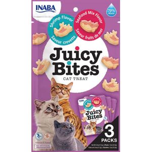 6x Inaba Kattensnack Juicy Bites Garnaal - Zeevruchten 34 gr
