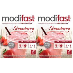 2x Modifast Intensive Milkshake Aardbei 8 x 55 gr