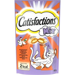 6x Catisfactions Kattensnoepjes Kip - Eend 60 gr
