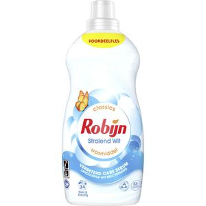2+2 gratis: Robijn Klein & Krachtig Wasmiddel Stralend Wit 34 Wasbeurten 1,19 liter