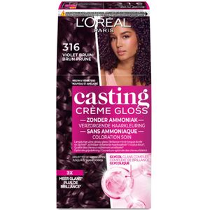 3x L'Oréal Casting Crème Gloss Semi-Permanente Haarkleuring 316 Violet Bruin
