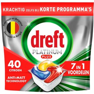 2+2 gratis: Dreft Vaatwastabletten Platinum Plus All In One Citroen 40 stuks