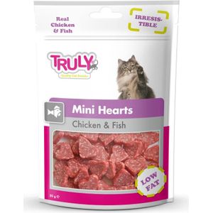 20x Truly Cat Snacks Mini Hearts Kip & Vis 50 gr