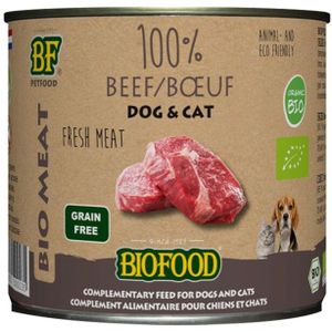 12x BF Petfood Biofood Organic Hond en Kat 100% Rund 200 gr
