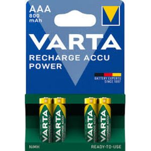 Varta Recharge Accu Power Oplaadbare Batterijen AAA 800mAh 4 stuks
