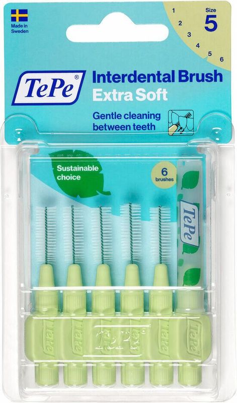 3x TePe Ragers Extra Zacht 0,8 mm Lichtgroen 6 stuks