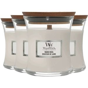 4x WoodWick Geurkaars Mini Warm Wool 85 gr