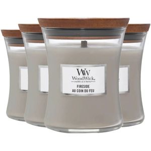 4x WoodWick Geurkaars Mini Fireside 85 gr