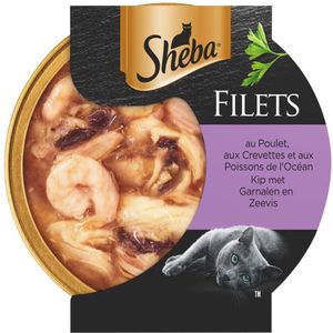 16x Sheba Filets Kip - Garnaal - Oceaanvis in Saus 60 gr