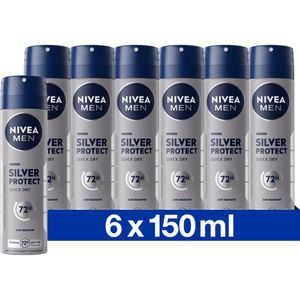 6x Nivea Men Deodorant Spray Silver Protect 150 ml