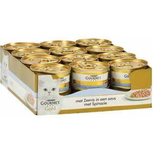 24x Gourmet Gold Luxe Mix Zeevis - Spinazie 85 gr