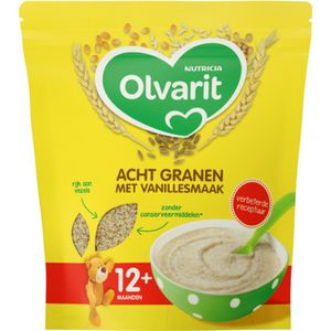 5x Olvarit Granenpap Acht Granen Vanillesmaak 12+ Maanden 200 gr