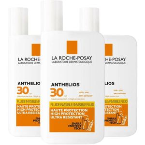 3x La Roche Posay Anthelios Onzichtbare Zonnebrand Fluide Gezicht SPF 30 50 ml