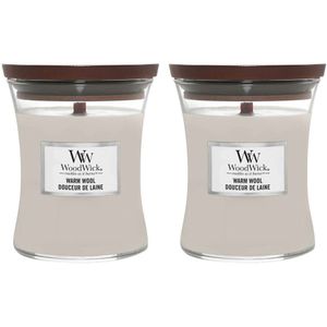 2x WoodWick Geurkaars Medium Warm Wool 275 gr