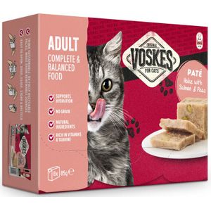 Voskes Paté Adult Heek met Zalm & Erwtjes 8 x 85 gr