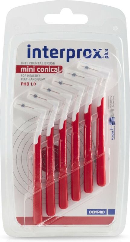 6x Interprox Ragers Plus Mini Conical Rood PHD 1.2 6 stuks