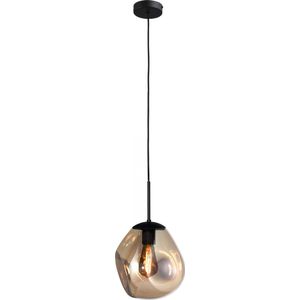 Hanglamp Lava 1-lichts mat zwart met goud glas