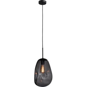 Hanglamp Lava 1-lichts mat zwart met smoke glas