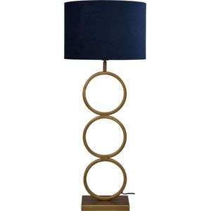 Tafellamp Capri ringen brons groot incl. kap donkerblauw
