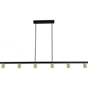 Hanglamp Bounce 6lichts zwart met mat goud 160 cm