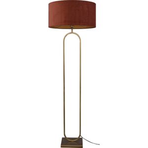 Vloerlamp Rico brons ovaal h.162cm met roestkleur kap