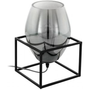 Tafellamp Olival Zwart met rookglas