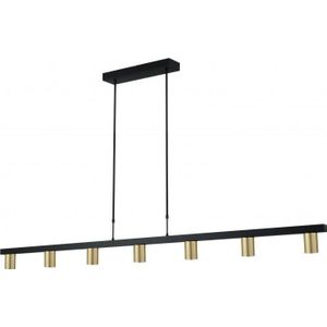 Hanglamp Bounce 7lichts zwart met mat goud 180 cm