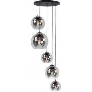 Hanglamp Fantasy Globe zwart glas 5-lichts