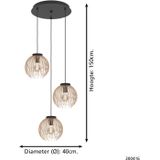 Eglo - Alhabia - Hanglamp - Zand - 3-lichts Rond - Verstelbare Hoogte