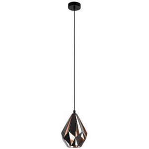 Hanglamp Carlton 1Lichts Zwart/Koper 20 cm