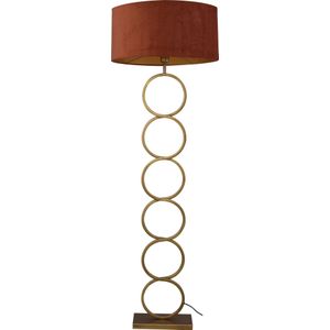 Vloerlamp Capri ringen brons h.159cm incl. kap roest