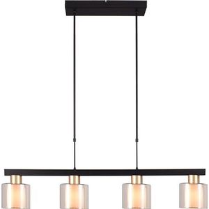 Hanglamp Lauria 4lichts mat zwart/goud 100cm