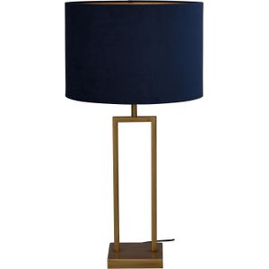 Tafellamp Veneto brons  groot met donker blauwe kap