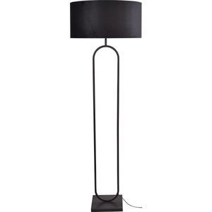 Vloerlamp Rico mat zwart ovaal h.162cm met zwarte kap